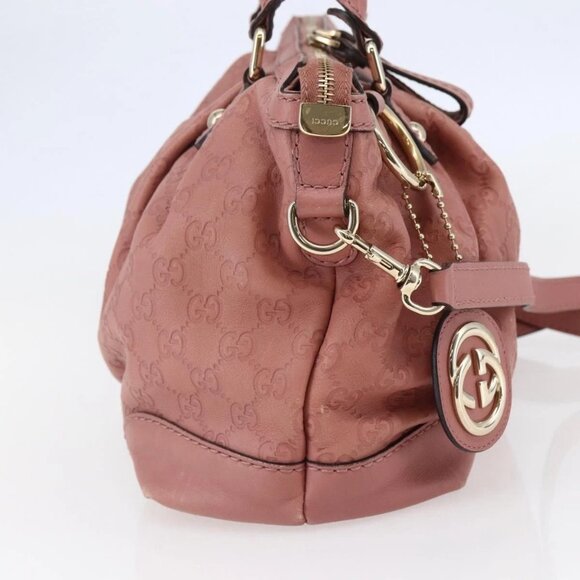 GUCCI GG Canvas Guccissima Hand Bag Leather 2way Pink Gold 247902 Auth 145986 - Picture 6 of 16